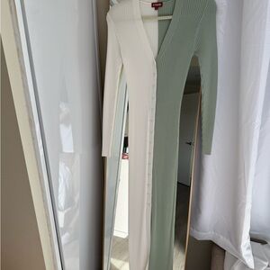 Staud Two-Tone Ribbed Button-Down dress